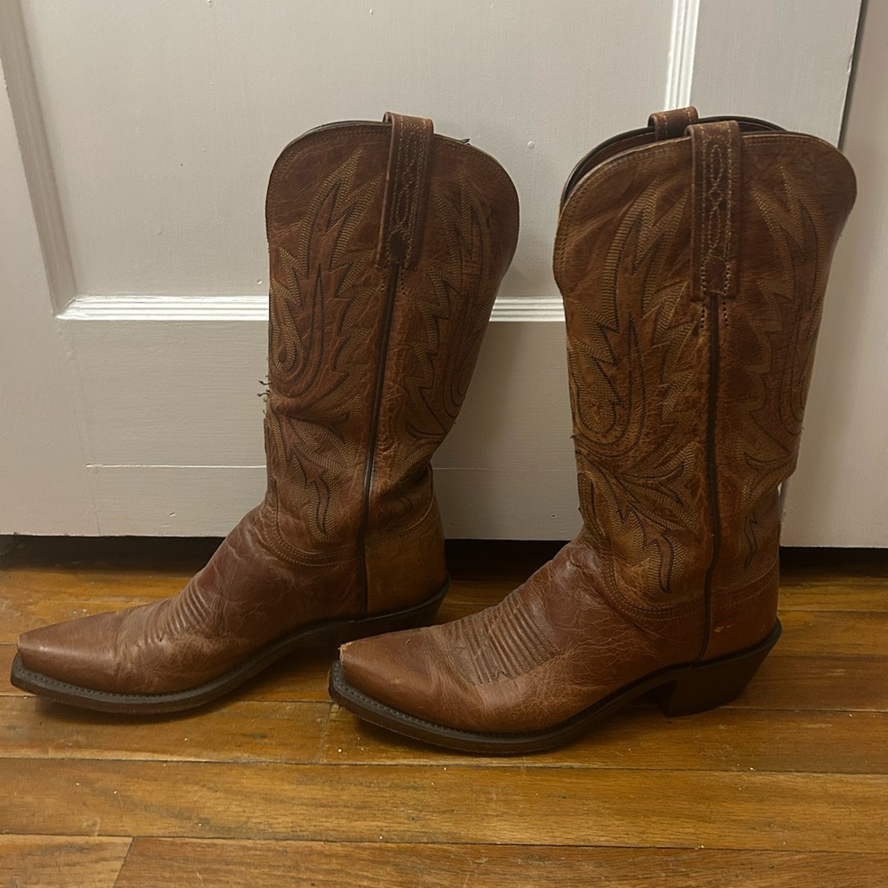 Women’s Brown Leather Lucchese Savannah Cowboy Boots